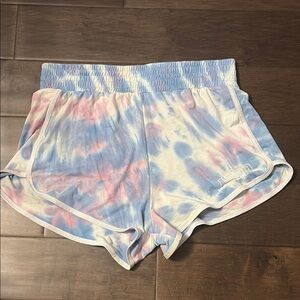 Areo women’s retro tie die shorts size XL, pink, blue white